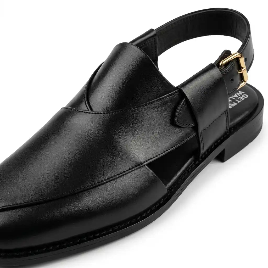 Handmade Black Leather Peshawari