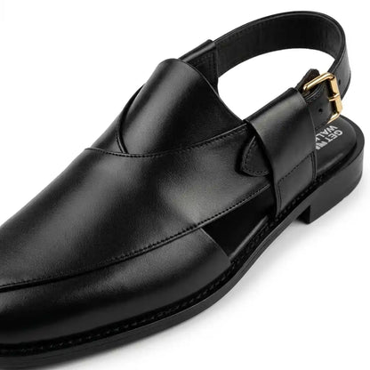 Handmade Black Leather Peshawari