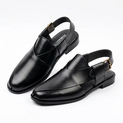 Handmade Black Leather Peshawari