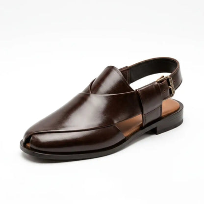 Brown Handmade Leather Peshawari Chappal