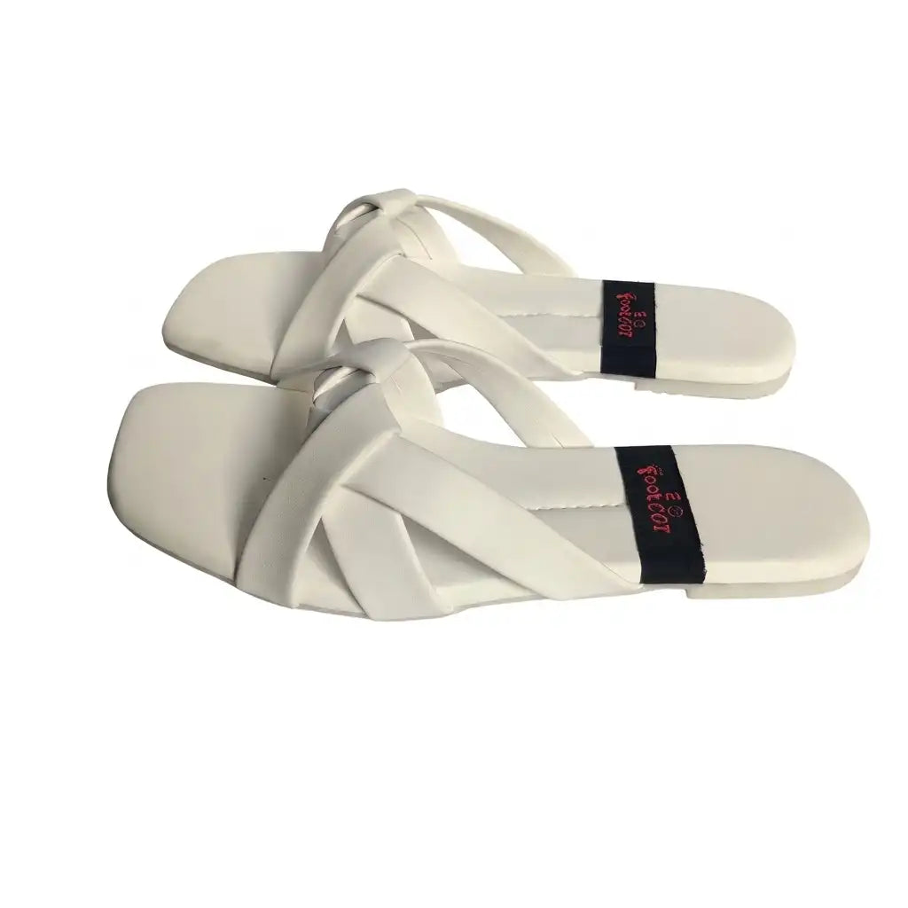 Ladies Comfort White Flats