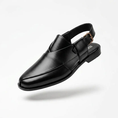 Handmade Black Leather Peshawari