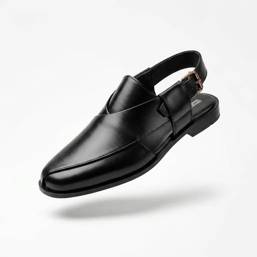Handmade Black Leather Peshawari