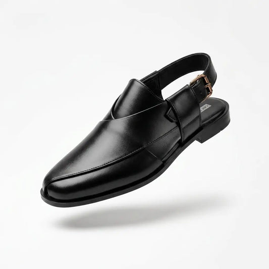 Handmade Black Leather Peshawari