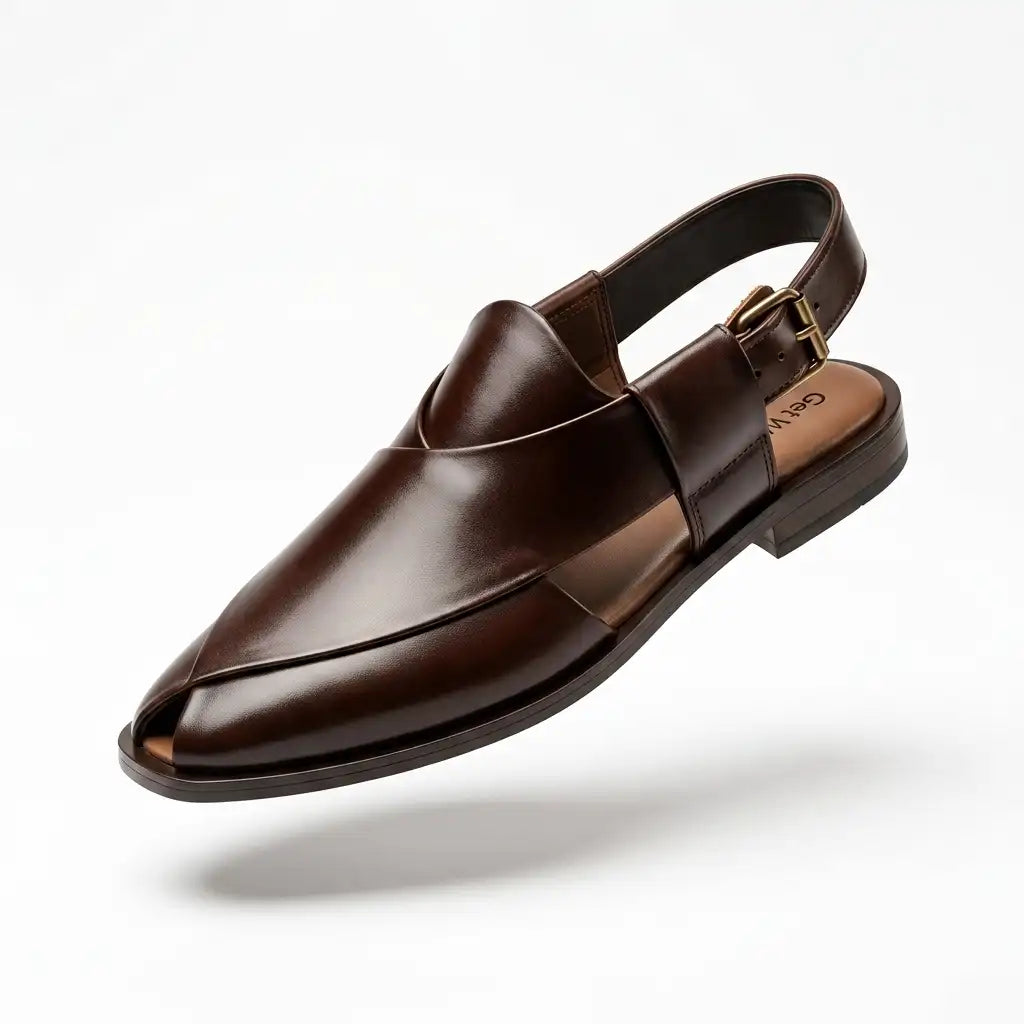 Brown Handmade Leather Peshawari Chappal