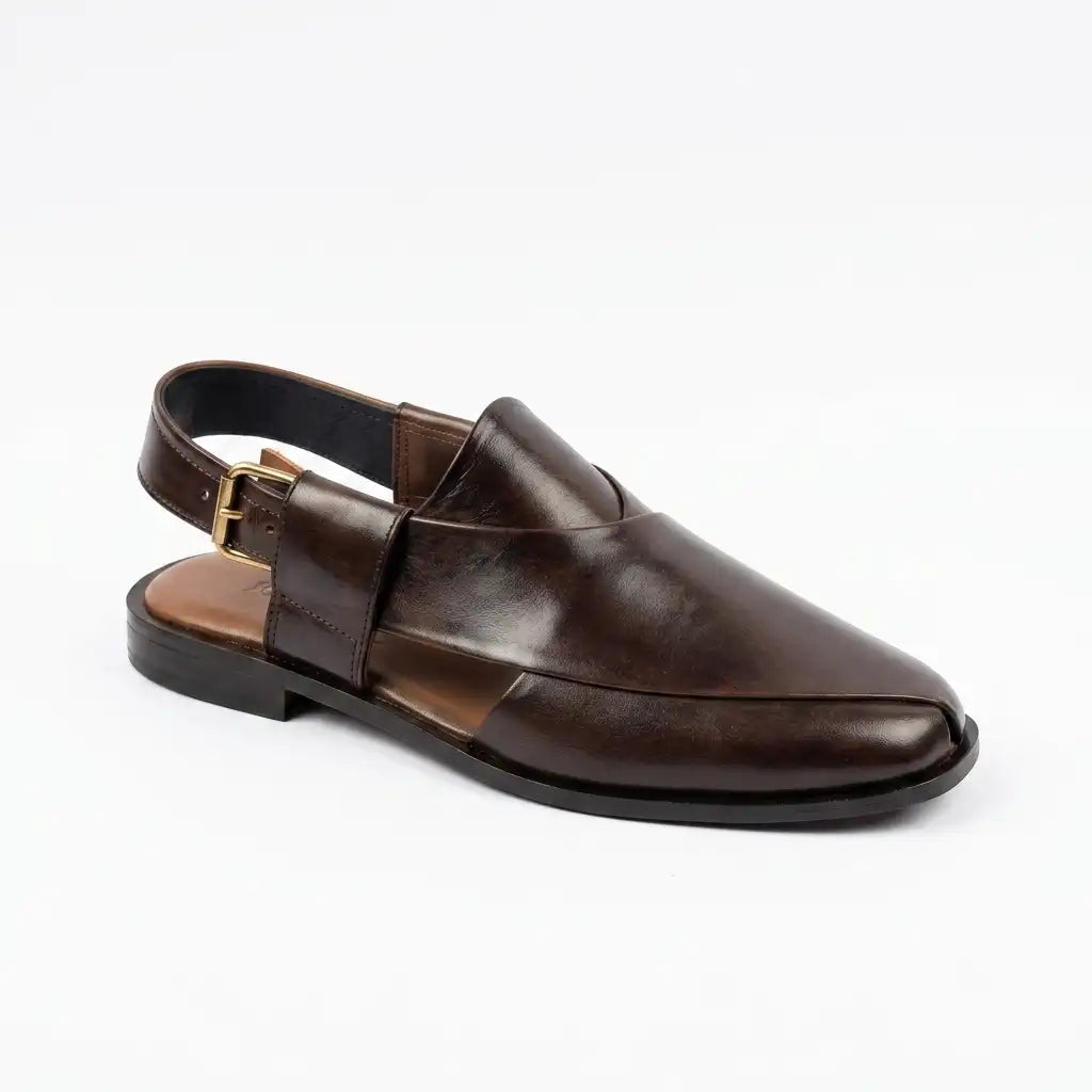 Brown Handmade Leather Peshawari Chappal