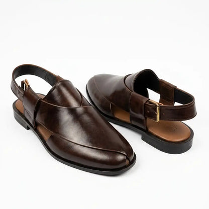 Brown Handmade Leather Peshawari Chappal
