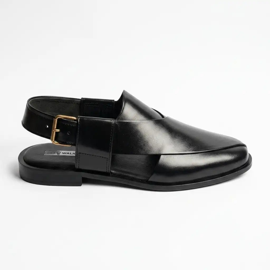 Handmade Black Leather Peshawari
